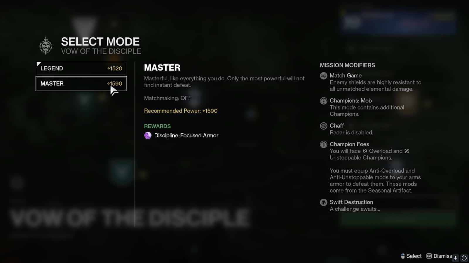 Why can't i make a vow of mastery?