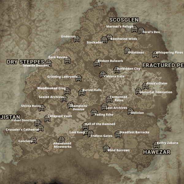 Druid Dungeons Locations Diablo 4 Map 600x600 